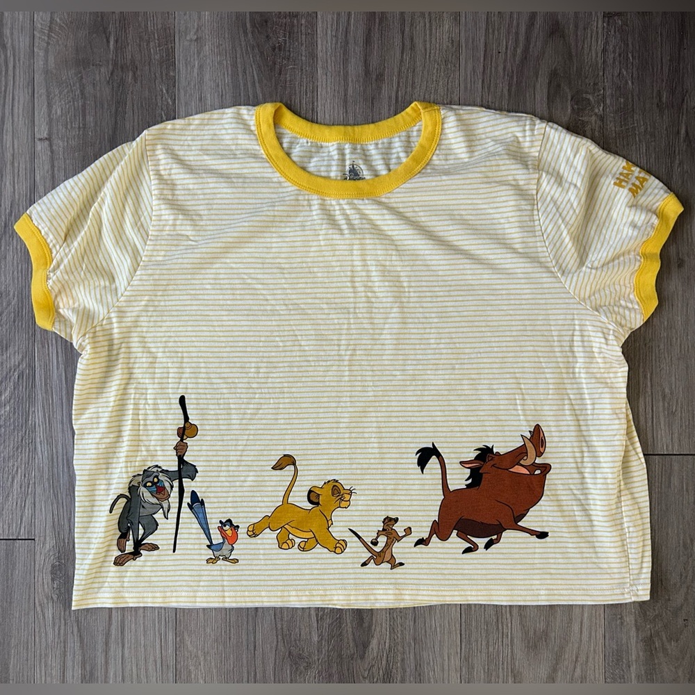 Disney Lion King Cropped Shirt, Yellow Stripes, 2XL